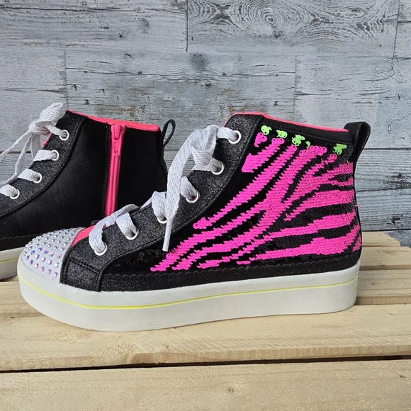 Skechers Flip Kicks Sneakers 314025L High Top Neon Pink Green Neon Youth Size 5 - Picture 2 of 12